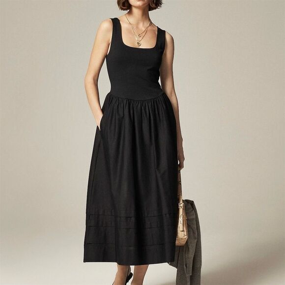 J. Crew Dresses & Skirts - NWT J. Crew Women's XS Black Drop-Waist Mixy Dress Knee Length Sleeveless‎